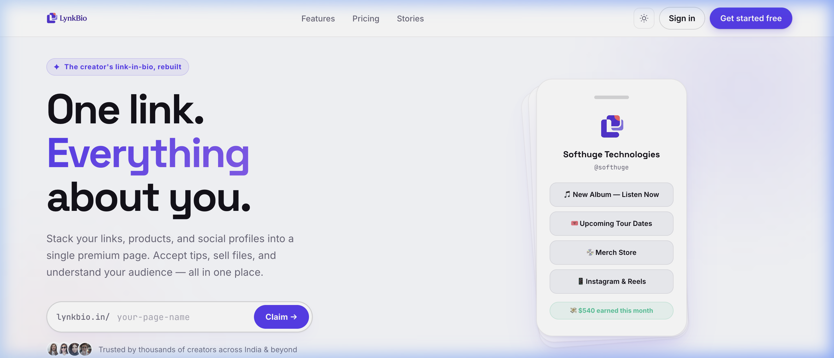 LynkBio: Creator Link-in-Bio Platform