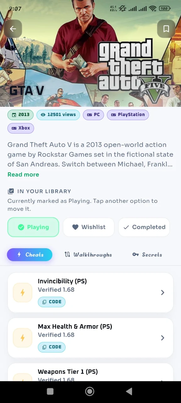 CheatDex: Game Cheats & Guides Screen 3