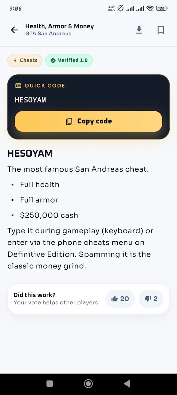 CheatDex: Game Cheats & Guides Screen 4