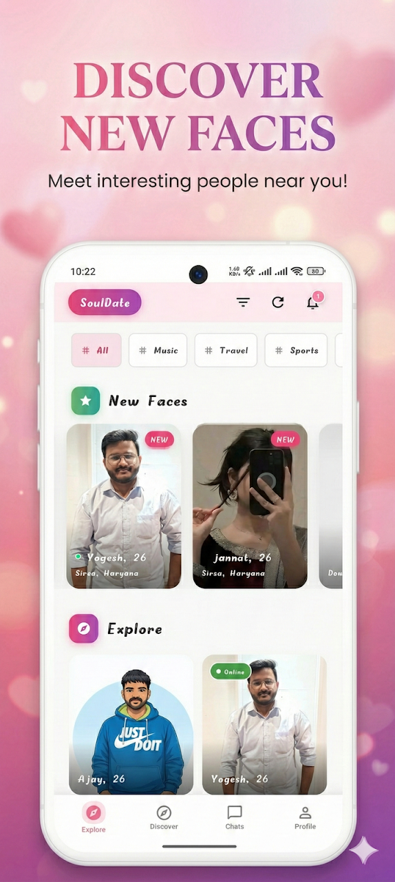 SoulDate - Explore & Connect Screen 2